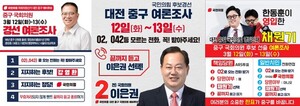 국민의힘 대전 중구 국회의원 예비후보자 강영환.이은권. 채원기 경선 홍보물